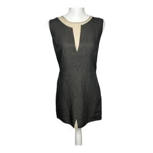 Pier Antonio Gaspari Linen Blend Color Block Tunic Mini Dress SZ 44 US 8